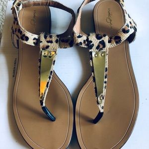 🌼 cute fur-printed calf hair sandals🌼